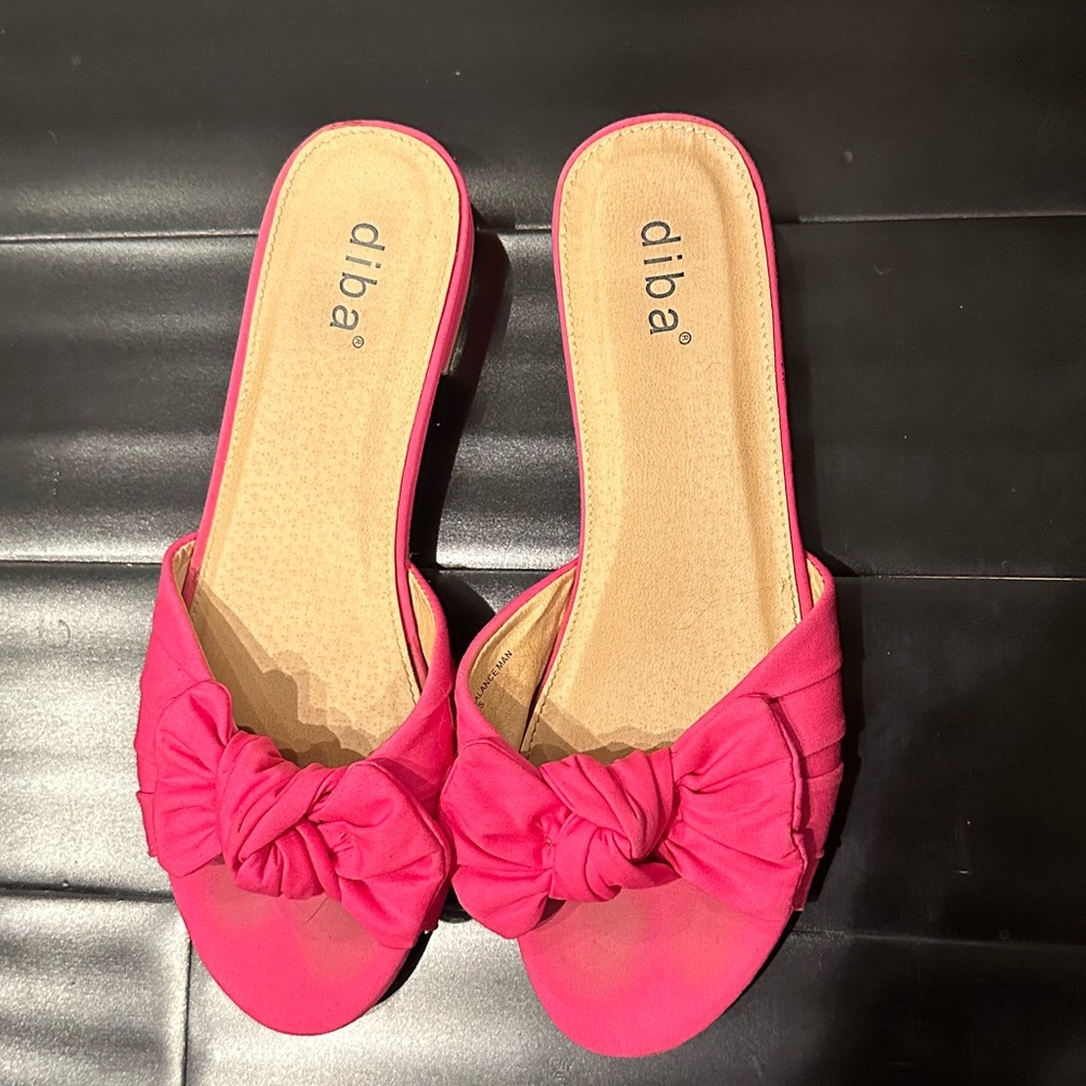 Diba hot pink bow sandal slides